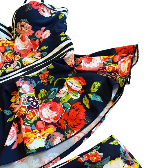 Rad Swimwear Breanne Two Piece Swimsuit Tankini Top High Waisted Bottoms Size XS - Picture 7 of 15